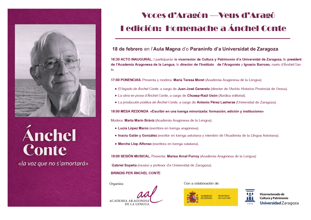 Programa de l'acto d'homenache a Ánchel Conte